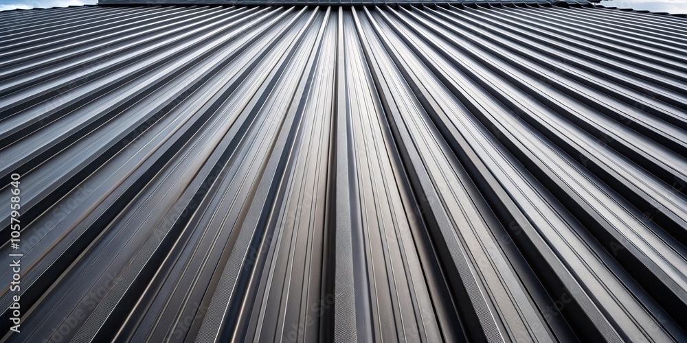 Metallic black texture steel sheet roof close-up background Metallic black texture steel sheet roof close-up background