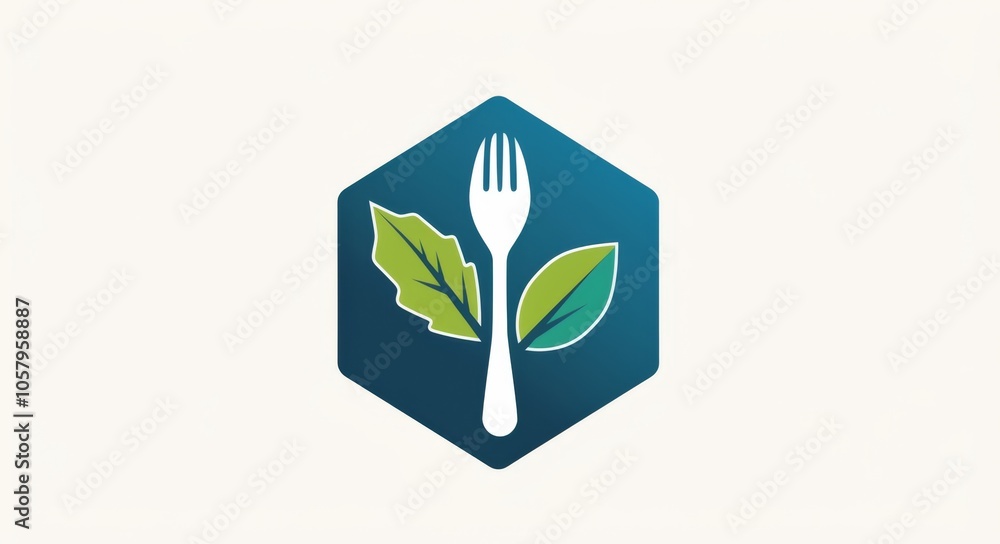 a healthy food service company featuring a fork and spoon with a green leaf inside an octagon shape, set against a white background, using sky blue and light green to emphasize the natural theme.
a healthy food service company featuring a fork and spoon with a green leaf inside an octagon shape, set against a white background, using sky blue and light green to emphasize the natural theme.
