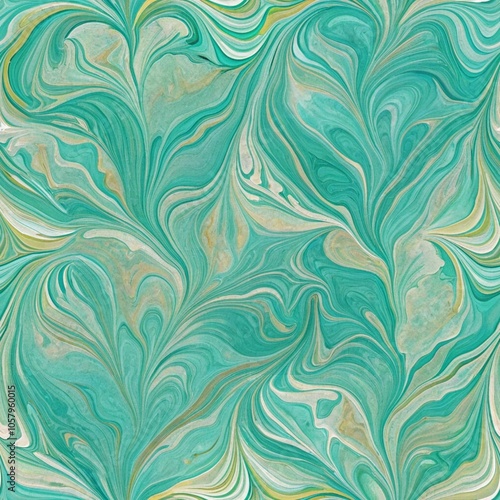 seamless blue and green floral pattern