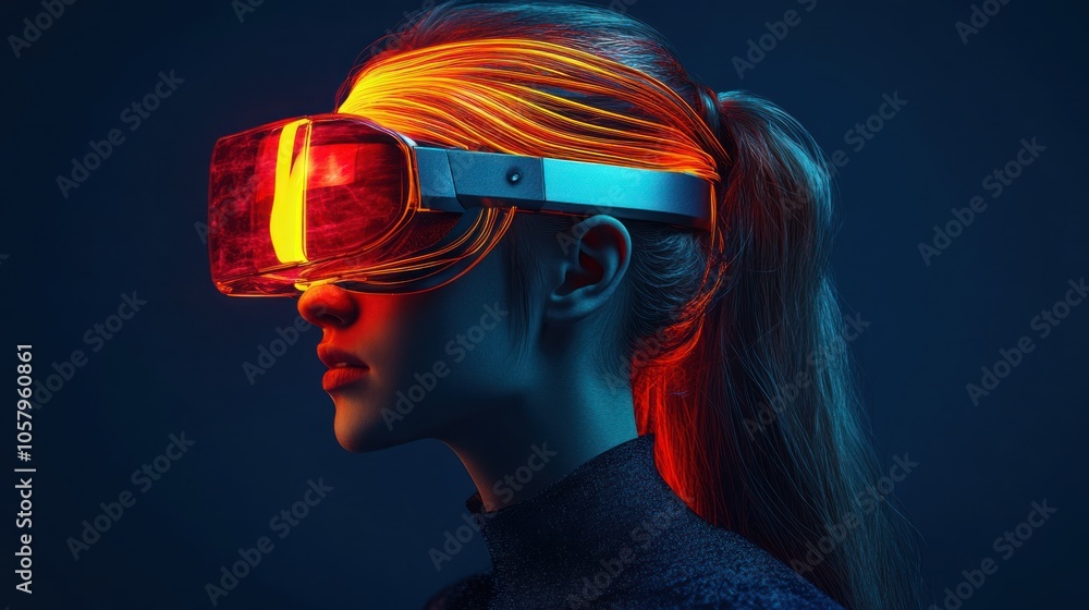 Woman Experiencing Virtual Reality Woman Experiencing Virtual Reality
