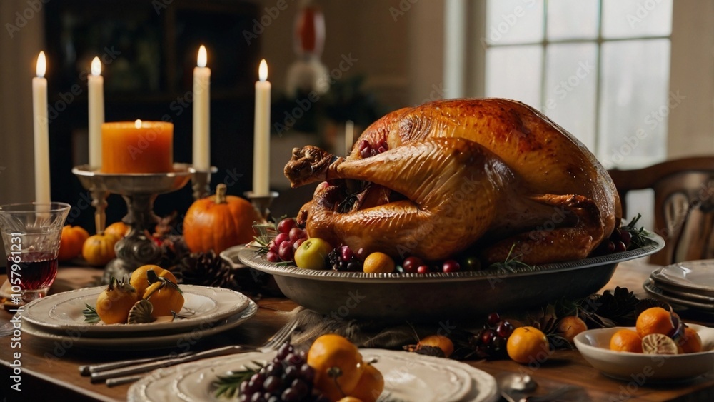Christmas turkey on the holiday table Christmas turkey on the holiday table