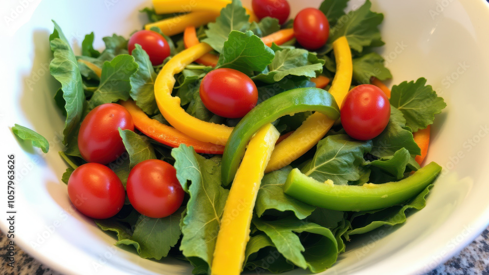 Colorful salad in a bowl with various veggies. Colorful salad in a bowl with various veggies.