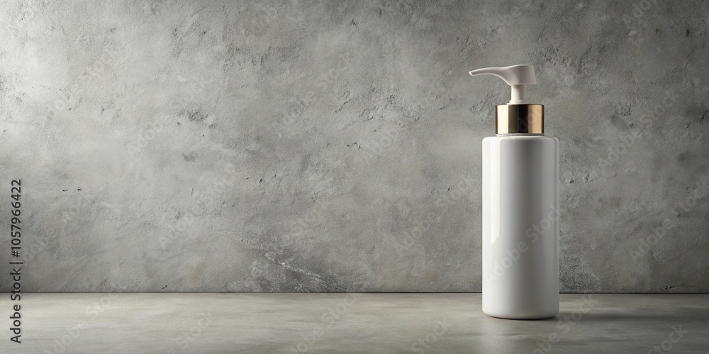 Mockup of cosmetic pump bottle on stylish concrete background minimalism Mockup of cosmetic pump bottle on stylish concrete background minimalism