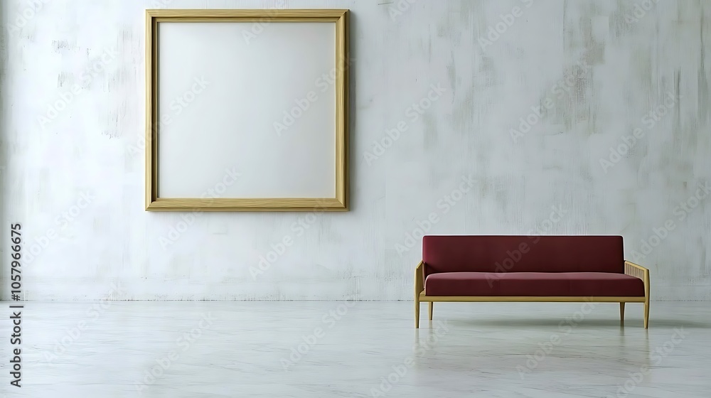 Modern Minimalistic Concrete Coworking Office room with Blank Walls, High Ceilings,and Mockup Frame Modern Minimalistic Concrete Coworking Office room with Blank Walls, High Ceilings,and Mockup Frame