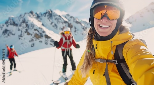 Woman Skiing Down Mountain