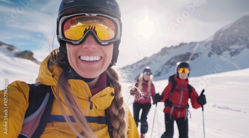 Woman Skiing Down Mountain