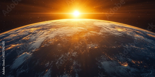 astronaut stands on the moon's surface, gazing at the Earth suspended in space. This image symbolizes exploration, human curiosity, and the vastness of the universe, inspiring awe photo