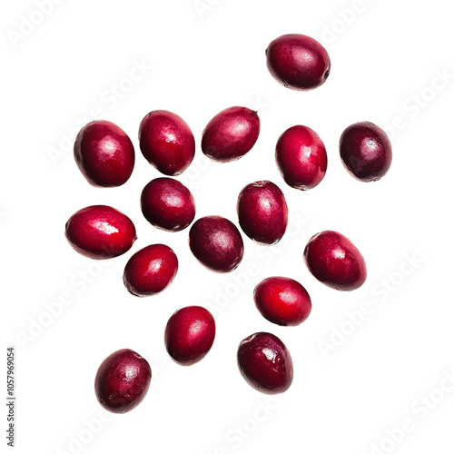 Freshly harvested red beans on a white background