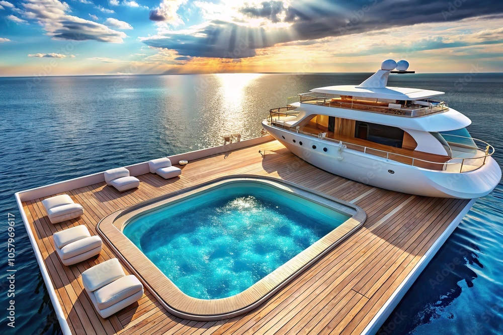 Luxury yacht with inflatable sea pool ship Luxury yacht with inflatable sea pool ship
