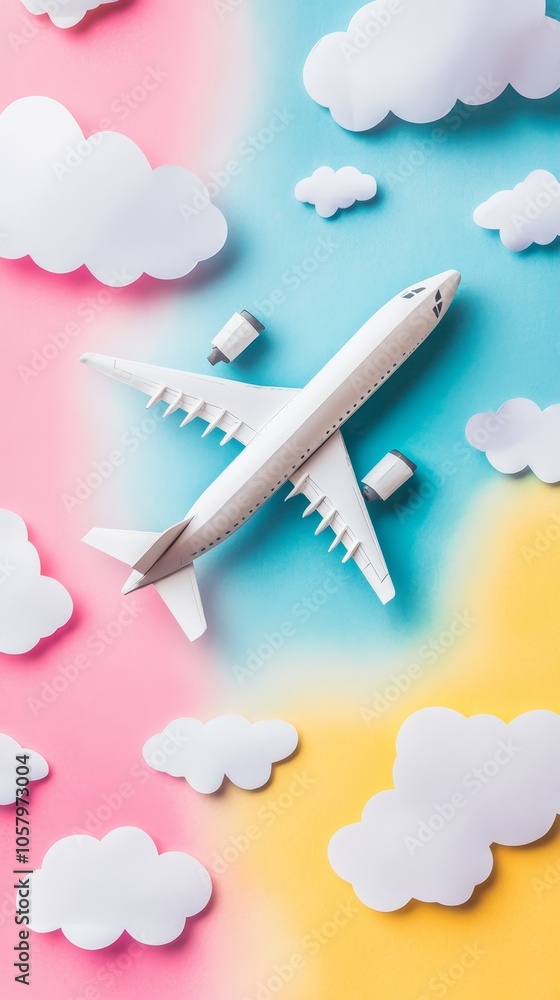 Airplane Flying Above Colorful Clouds Airplane Flying Above Colorful Clouds