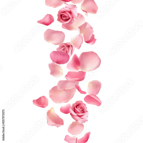 Fototapeta Naklejka Na Ścianę i Meble -  Pink rose petals on white background