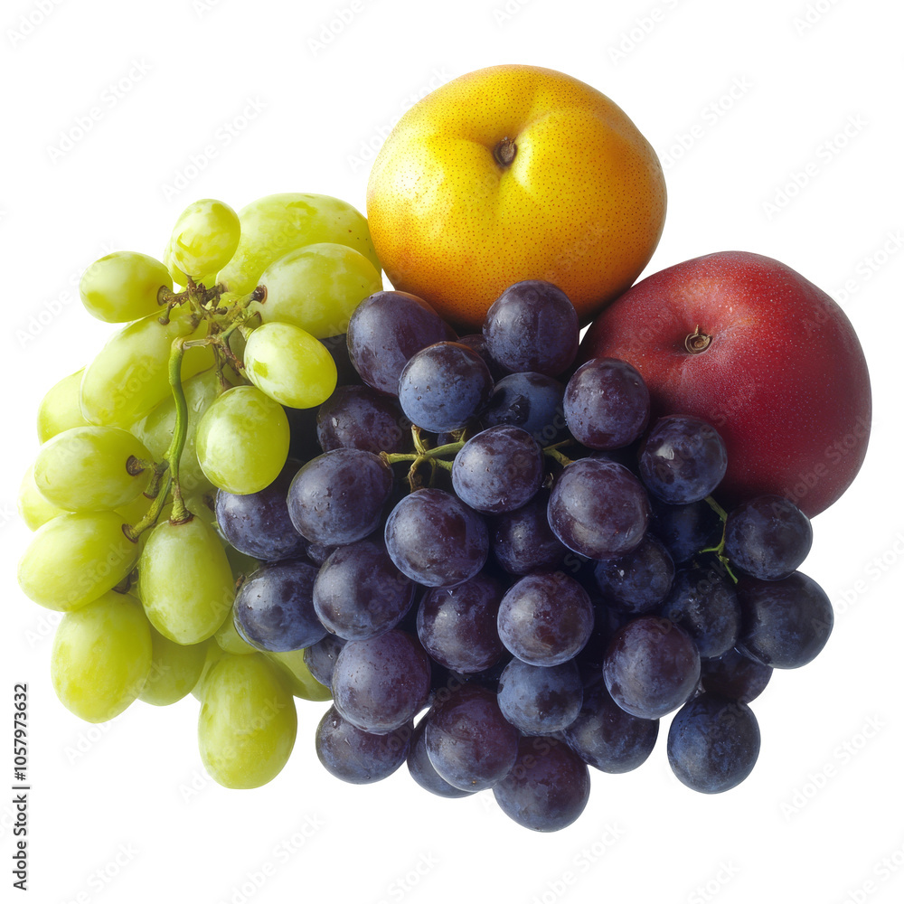Fresh assorted fruits grapes, apple, orange Fresh assorted fruits grapes, apple, orange