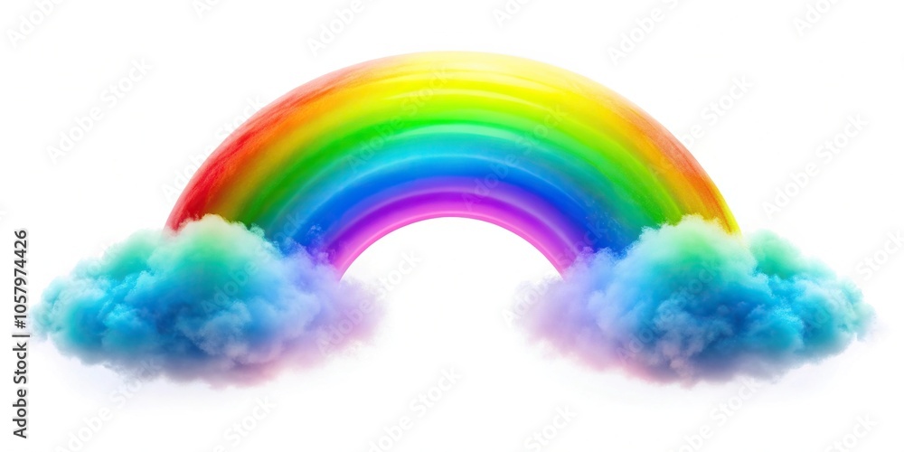 Macro neon rainbow cloud isolated on a white background Macro neon rainbow cloud isolated on a white background