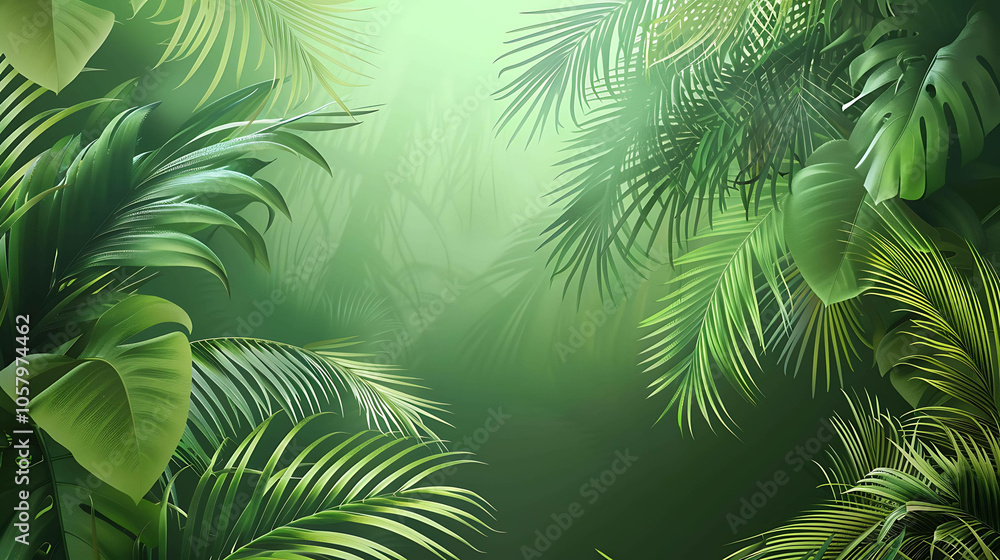 lush green foliage of a tropical rainforest with a soft green background. lush green foliage of a tropical rainforest with a soft green background.