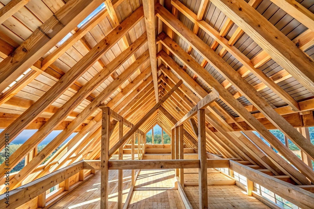 Obraz premium Macro photo of detailed wooden roof beam