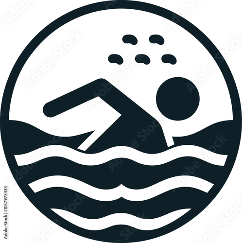 Minimalist swimming flat icon vector