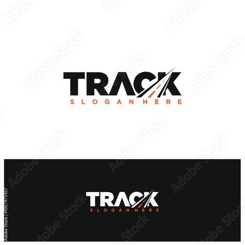 Modern and minimalist letter Track logo combine with road