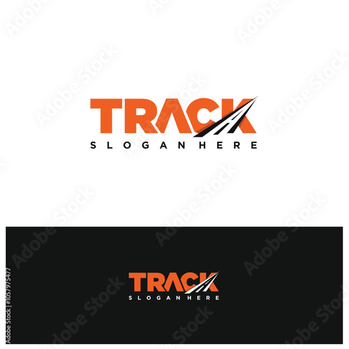 Modern and minimalist letter Track logo combine with road