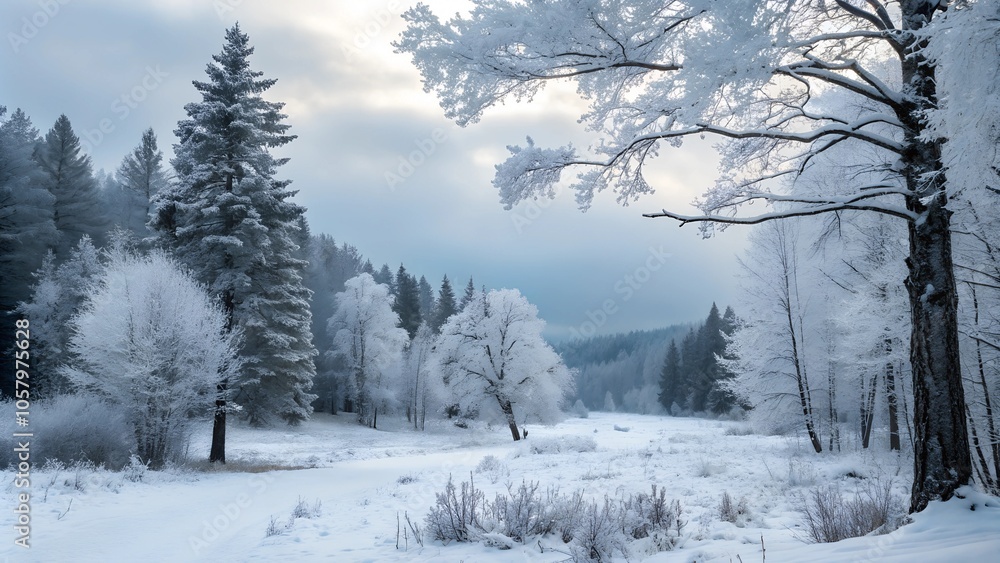 Obraz premium winter forest in snow