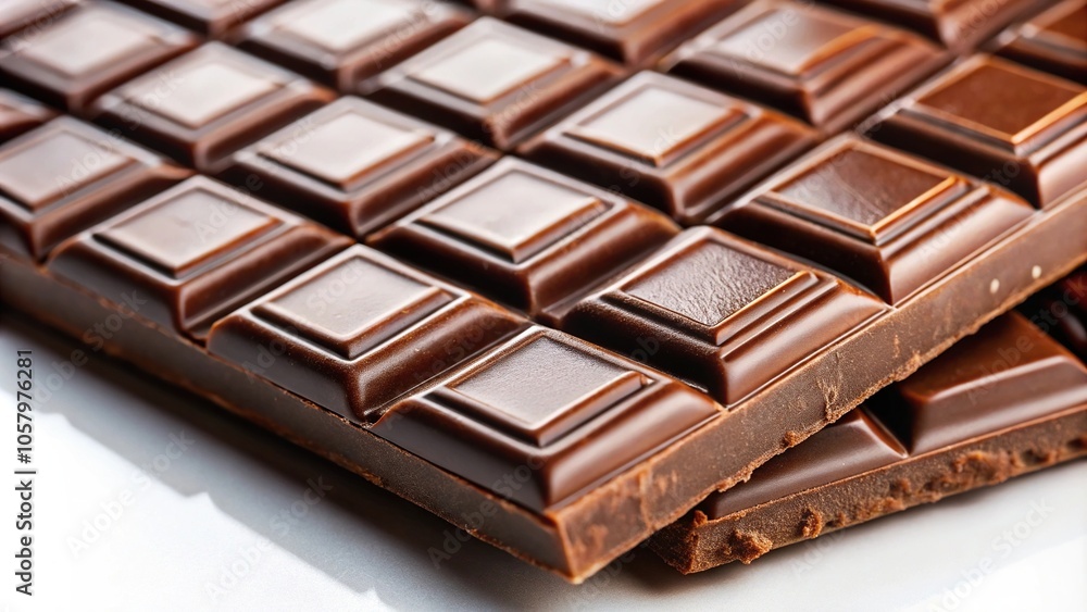 Macro shot of a chocolate bar with chocolate pieces Macro shot of a chocolate bar with chocolate pieces
