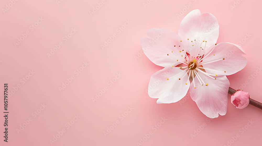 A beautiful delicate pink cherry blossom flower with a soft pink background. The flower is in full bloom and has a light pink color. A beautiful delicate pink cherry blossom flower with a soft pink background. The flower is in full bloom and has a light pink color.