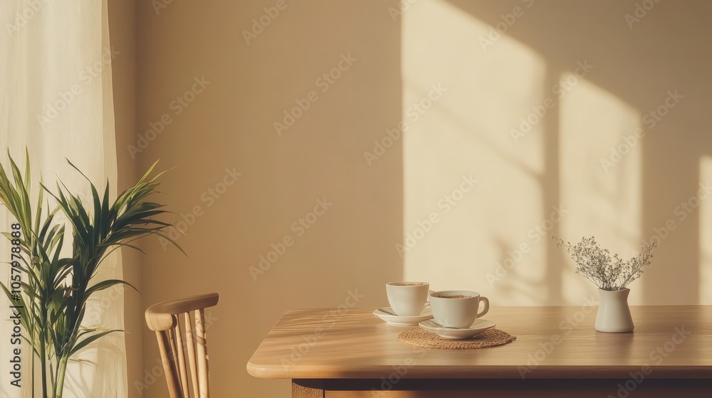 Cozy Minimalist Coffee Table Setting with Natural Light Cozy Minimalist Coffee Table Setting with Natural Light