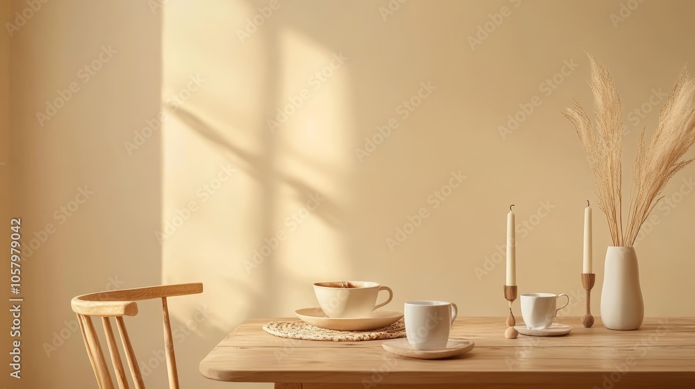 Cozy Minimalist Table Setting with Natural Elements