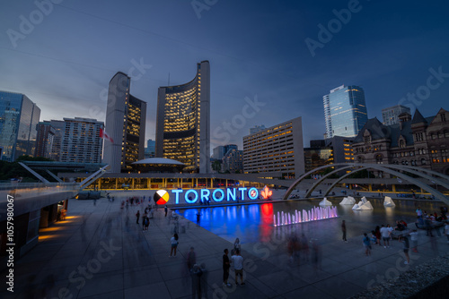 Photography Toronto sign board in the city hall, Ontario, Canada