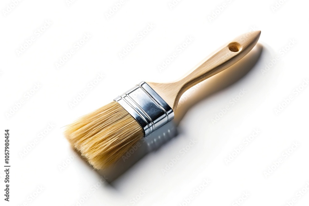 Makeup brush for creating shadows and highlights on a white background, isolated cosmetics with depth of field effect Makeup brush for creating shadows and highlights on a white background, isolated cosmetics with depth of field effect