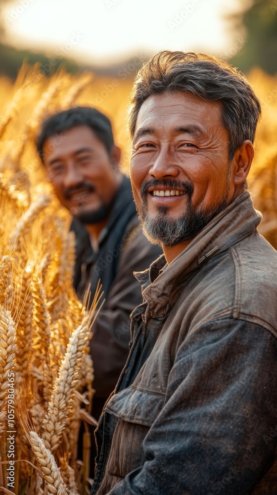 Smiling farmers in a wheat field. Smiling farmers in a wheat field.