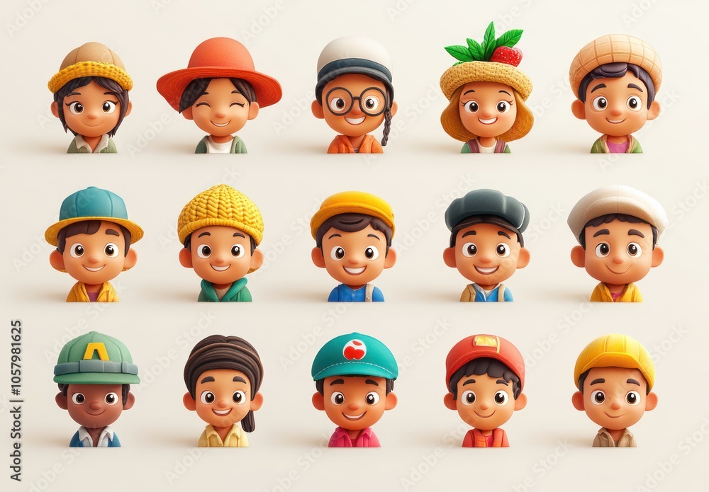 Smiling farmers Closeup Portrait Set Cute Cartoon Male and Female Avatars Multi-ethnic Man and Woman Faces Isolated on White Background Smiling farmers Closeup Portrait Set Cute Cartoon Male and Female Avatars Multi-ethnic Man and Woman Faces Isolated on White Background