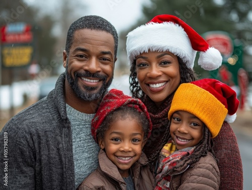 Joyful family celebrating Christmas.