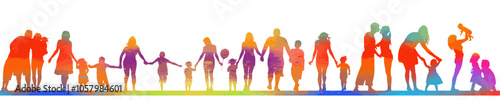 Family parents and kids outdoor activities in park silhouettes set collection. People seniors adults teens kids having fun playing together outside silhouette. hand drawn. Not AI, Vector illustration
