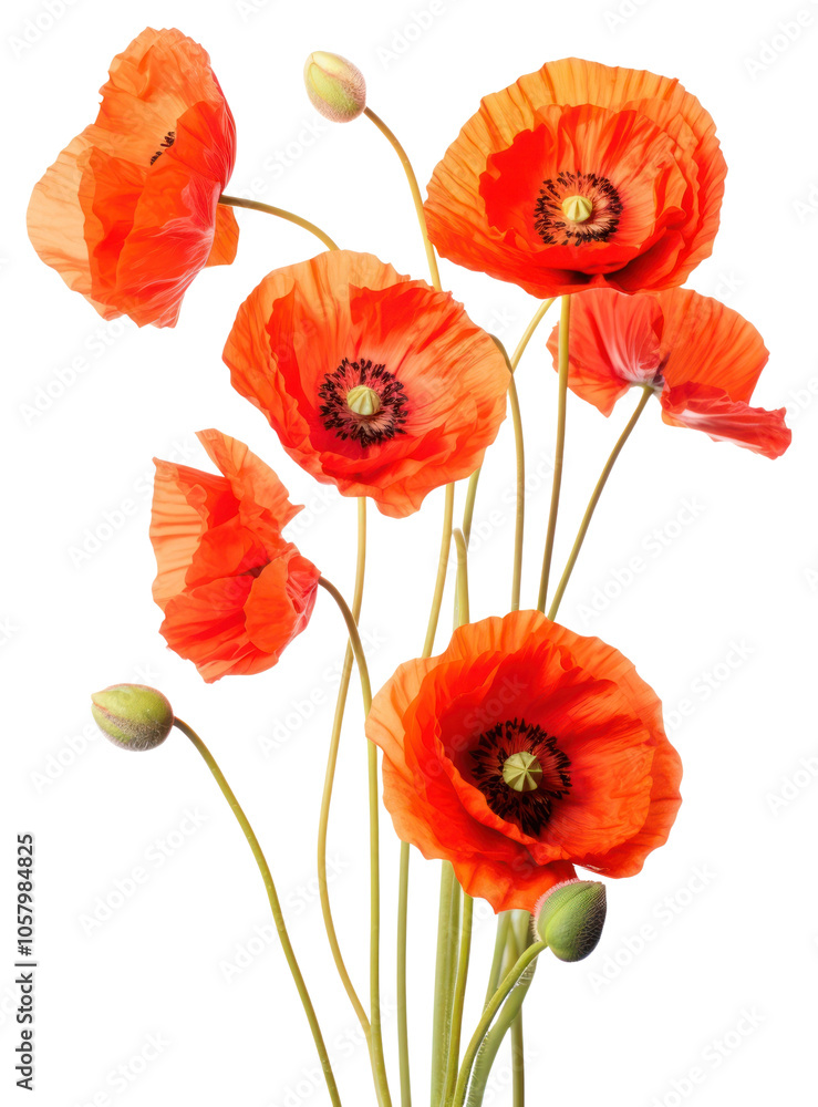 Fototapeta premium PNG Poppies flower plant nature.