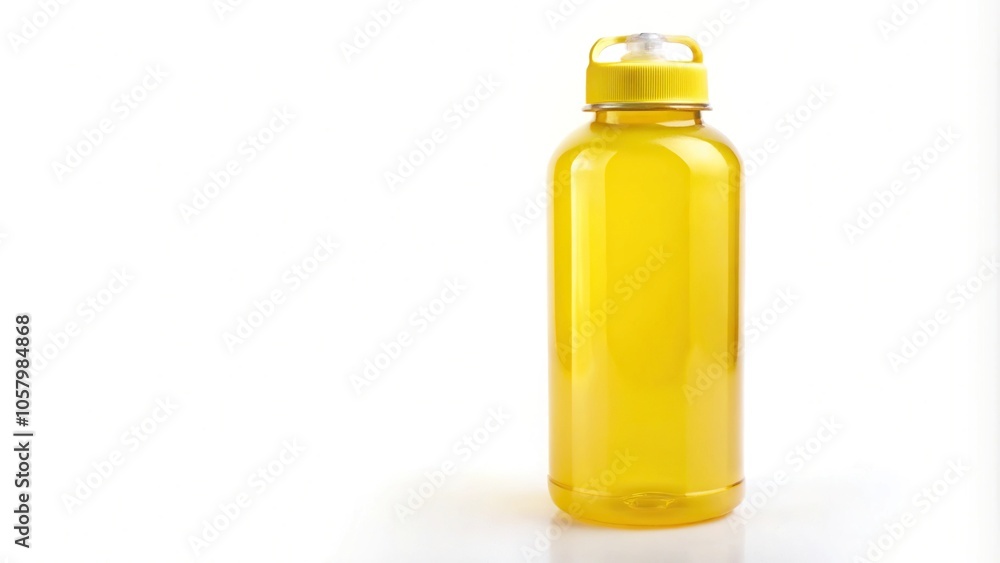medium shot of yellow bottle of water isolated on white background medium shot of yellow bottle of water isolated on white background