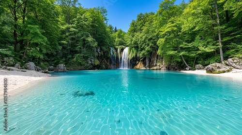 Beautiful Waterfall and Pool in a Natural Rock Formation