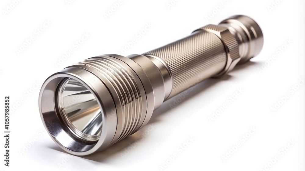 Metal flashlight isolated on white background Metal flashlight isolated on white background