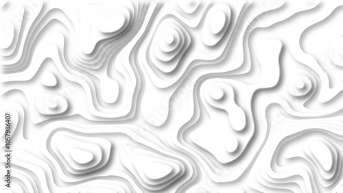 Abstract 3D background creative pattern in illustration with white color design in papercut.Topographic canyon geometric map relief texture with curved layers and shadow. Abstract realistic papercut 