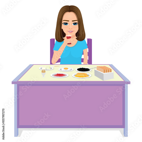 well drawn person having breakfast