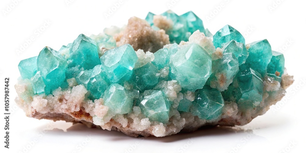 Mineral specimen of hemimorphite on white background Mineral specimen of hemimorphite on white background