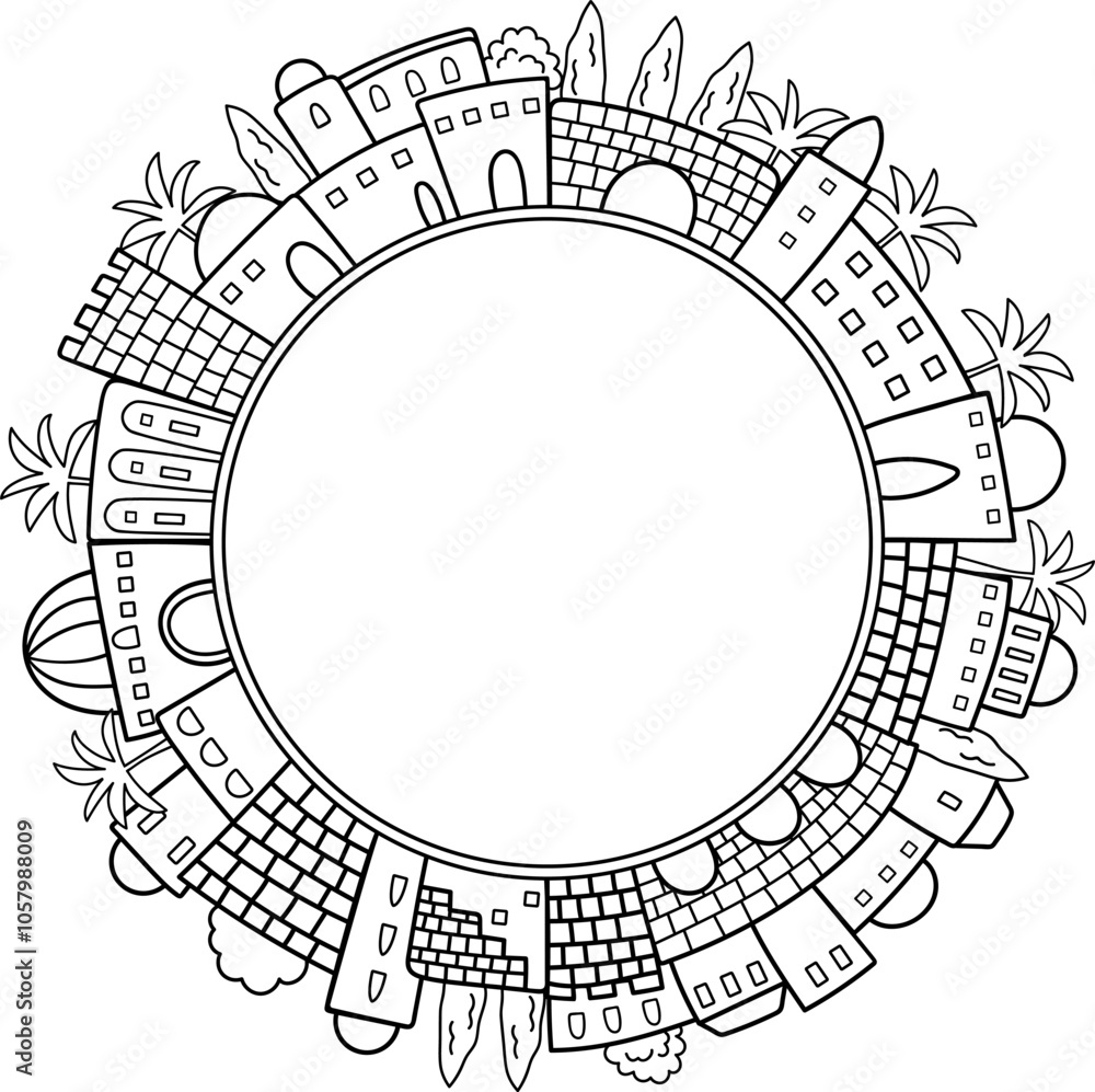 Jerusalem cityscape outline panoramic frame. Black outline vector illustration with copy space Jerusalem cityscape outline panoramic frame. Black outline vector illustration with copy space