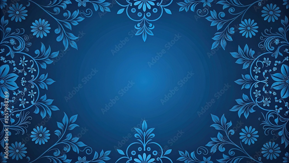 Minimalist abstract blue floral ornament background Minimalist abstract blue floral ornament background