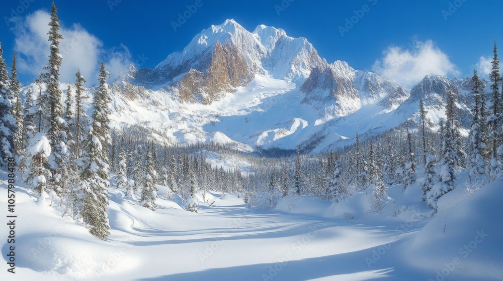 Serene mountains in winter. Serene mountains in winter.