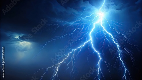 Wallpaper Mural Minimalist bright flash of lightning on dark blue night sky background wallpaper Torontodigital.ca