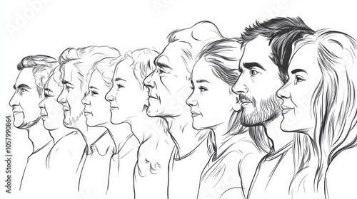 Profile Portraits of Diverse Individuals Illustrating Age and Gender Variation