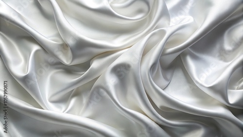 Minimalist closeup of rippled white satin fabric texture background