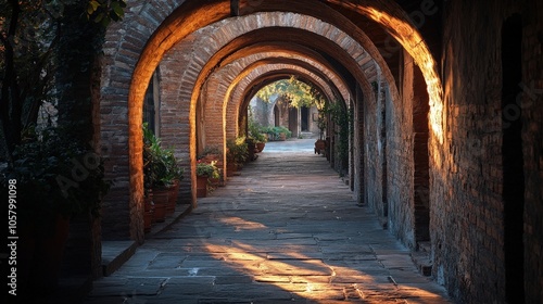 Serene Urban Exploration of Architecturally Rich Passageways photo