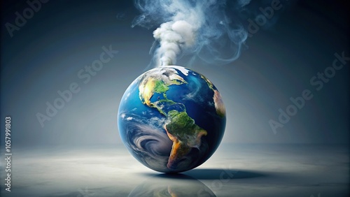 Fototapeta Naklejka Na Ścianę i Meble -  Minimalist earth landscape with smoke