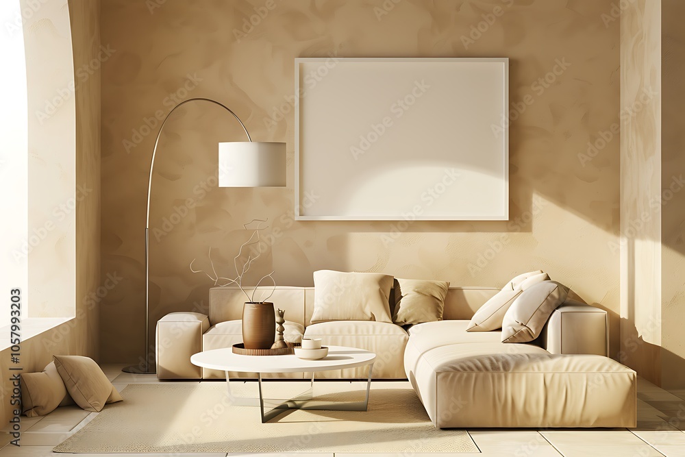 Modern Interior of Stylish Living Room ,Wall Mock Up, Frame , Poster with Beautiful Background, 3d render Modern Interior of Stylish Living Room ,Wall Mock Up, Frame , Poster with Beautiful Background, 3d render