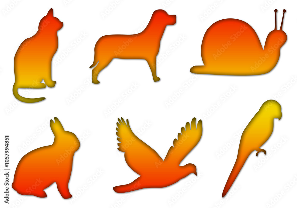 Different animal and birds, cat, dog, rabbit, eagle, parrot yellow and orange icon set illustration transparent png, great for different website and print purposes Different animal and birds, cat, dog, rabbit, eagle, parrot yellow and orange icon set illustration transparent png, great for different website and print purposes